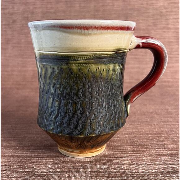 Studio Pottery Stoneware Mug-Tapered Base-Artisan Ceramic Drinkware - Picture 1 of 8